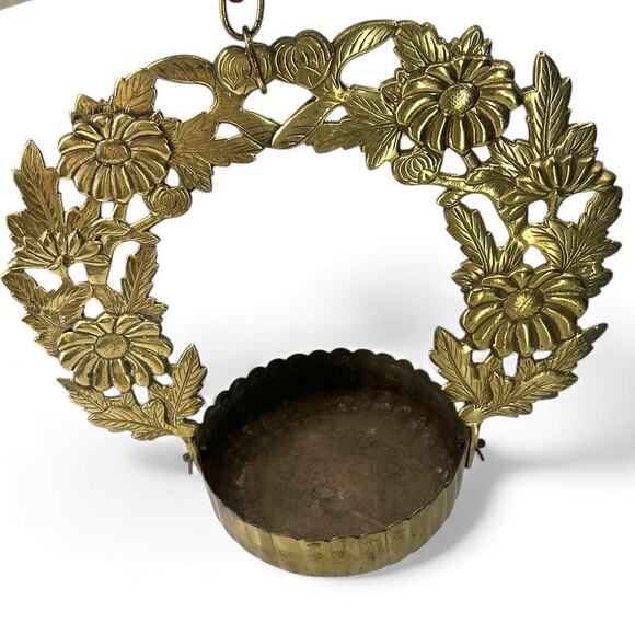 Vintage japanese Buddhist altar solid brass lantern plant holder garden decor - Picture 1 of 10